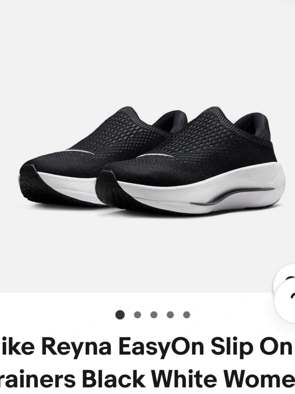 Nike Reyna EasyOn Slip On Trainers Black White Women